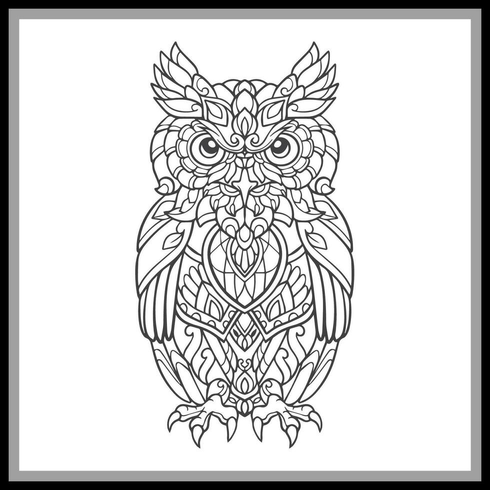 Owl mandala arts isolated on black background vector