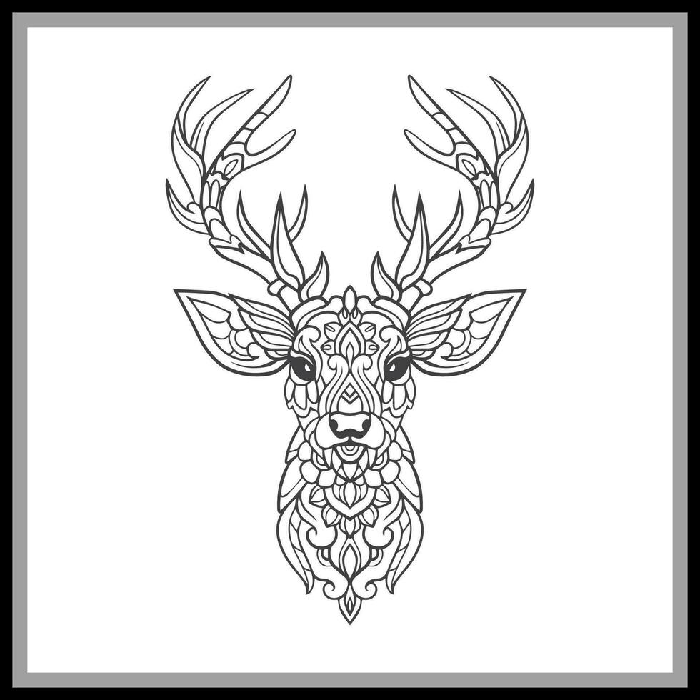 Deer head mandala arts isolated on black background vector