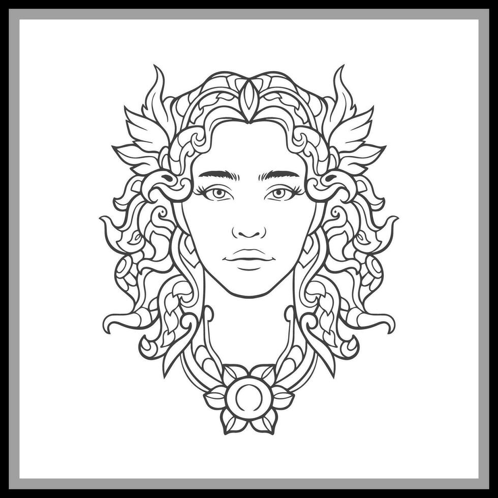 Aphrodite head mandala arts isolated on black background vector