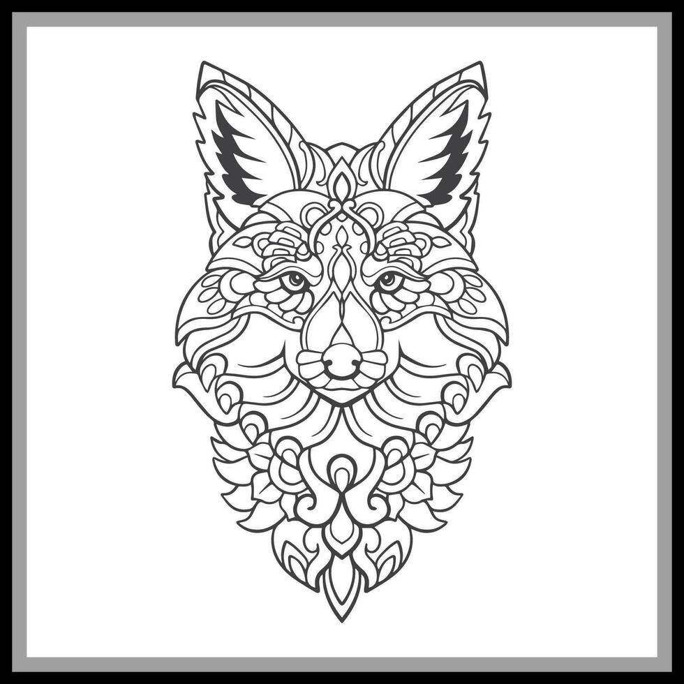Fox head mandala arts isolated on black background vector