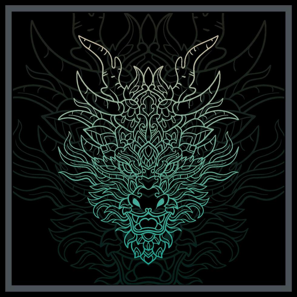 Gradient Colorful Dragon head mandala arts isolated on black background vector