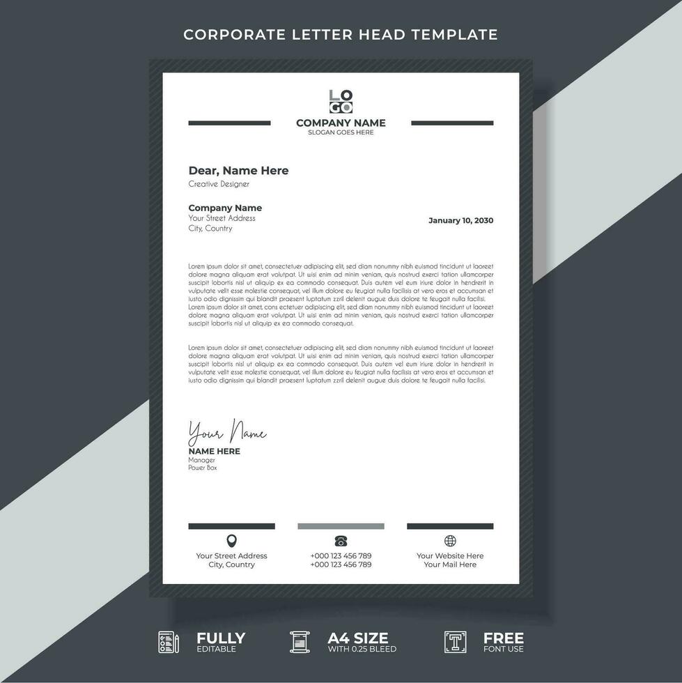 Corporate modern letterhead design template. creative modern letter head design template for your project. vector