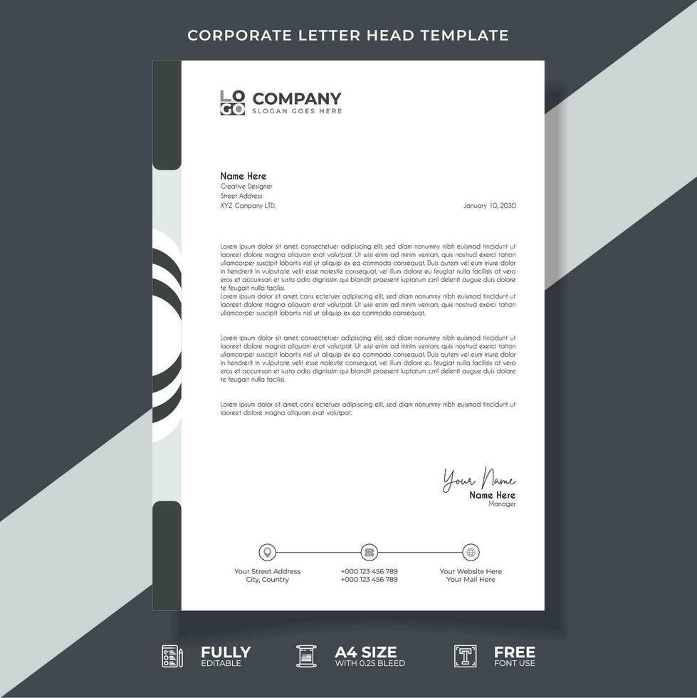 Corporate modern letterhead design template. creative modern letter head design template for your project. vector