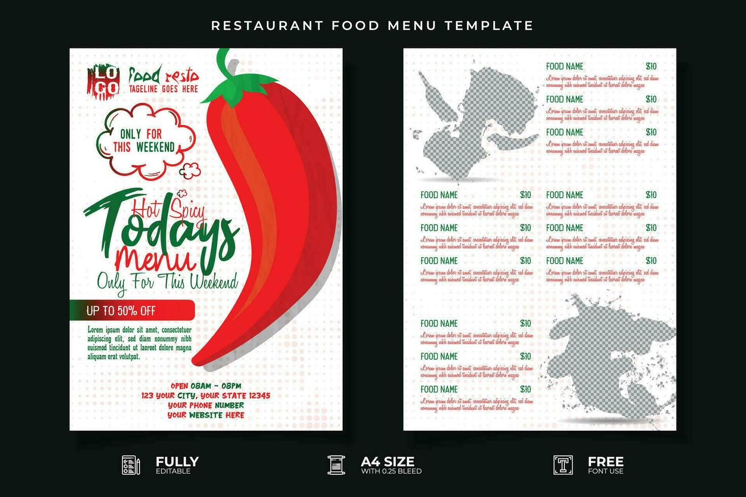 Professional Restaurant Food Menu Template vector