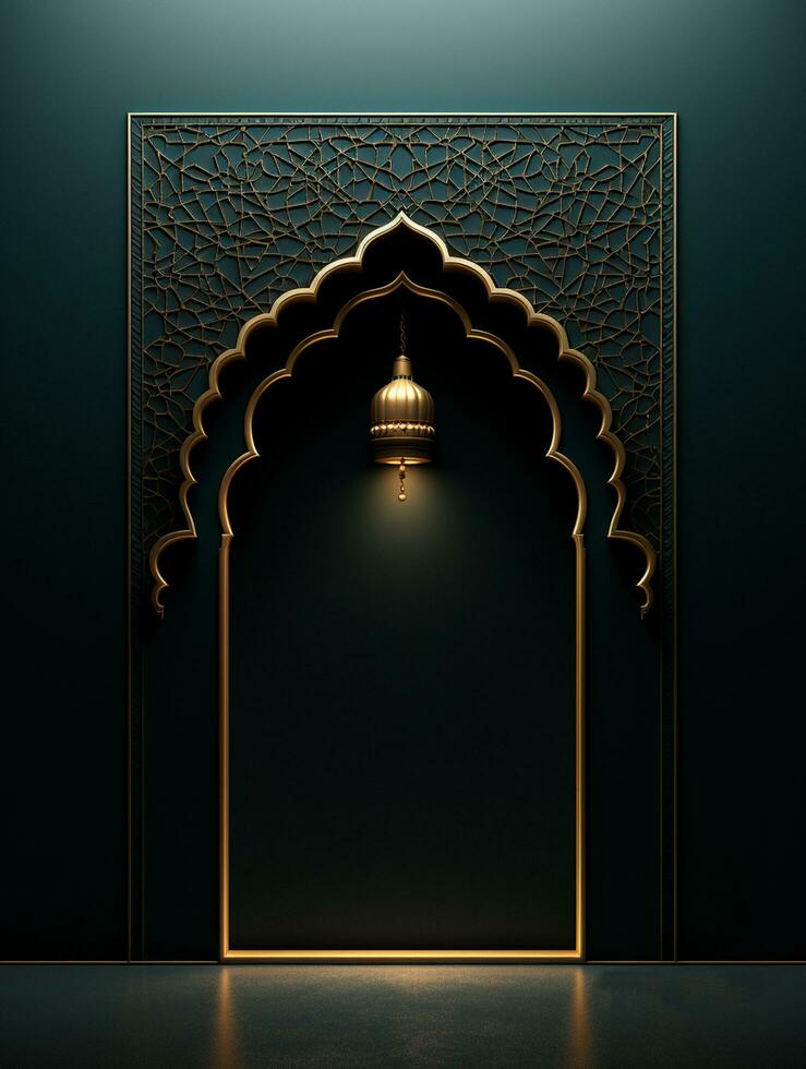 AI generated Editable Islamic ramadan greeting card design template photo