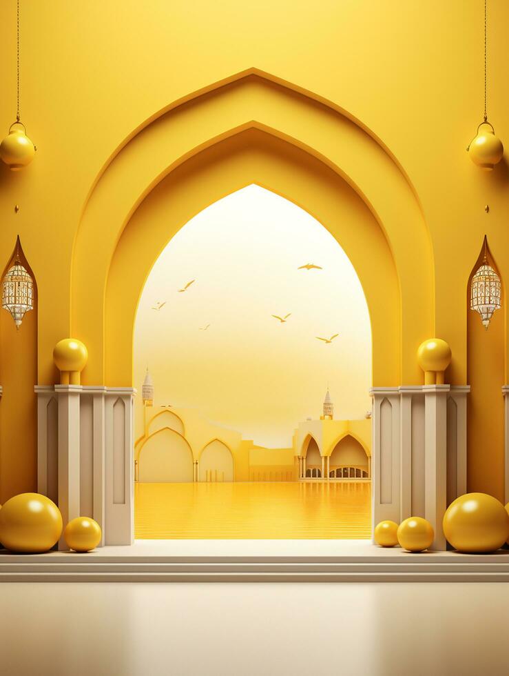 AI generated Editable Islamic ramadan greeting card design template photo