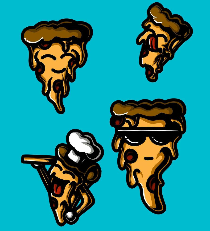 an illustration of a colorful pizza mascot vector