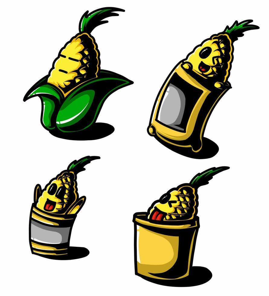 an illustration of a colorful corn mascot vector