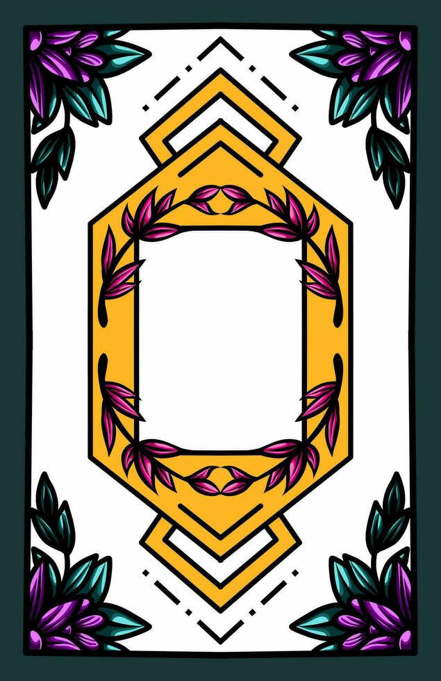 an invitation card design with leaf and flower motifs vector