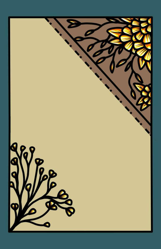a square with flowers and leaves on it vector