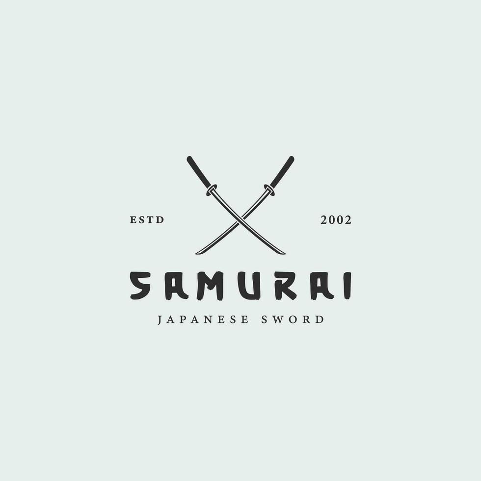 samurai katana espada logo Clásico vector ilustración concepto modelo icono diseño