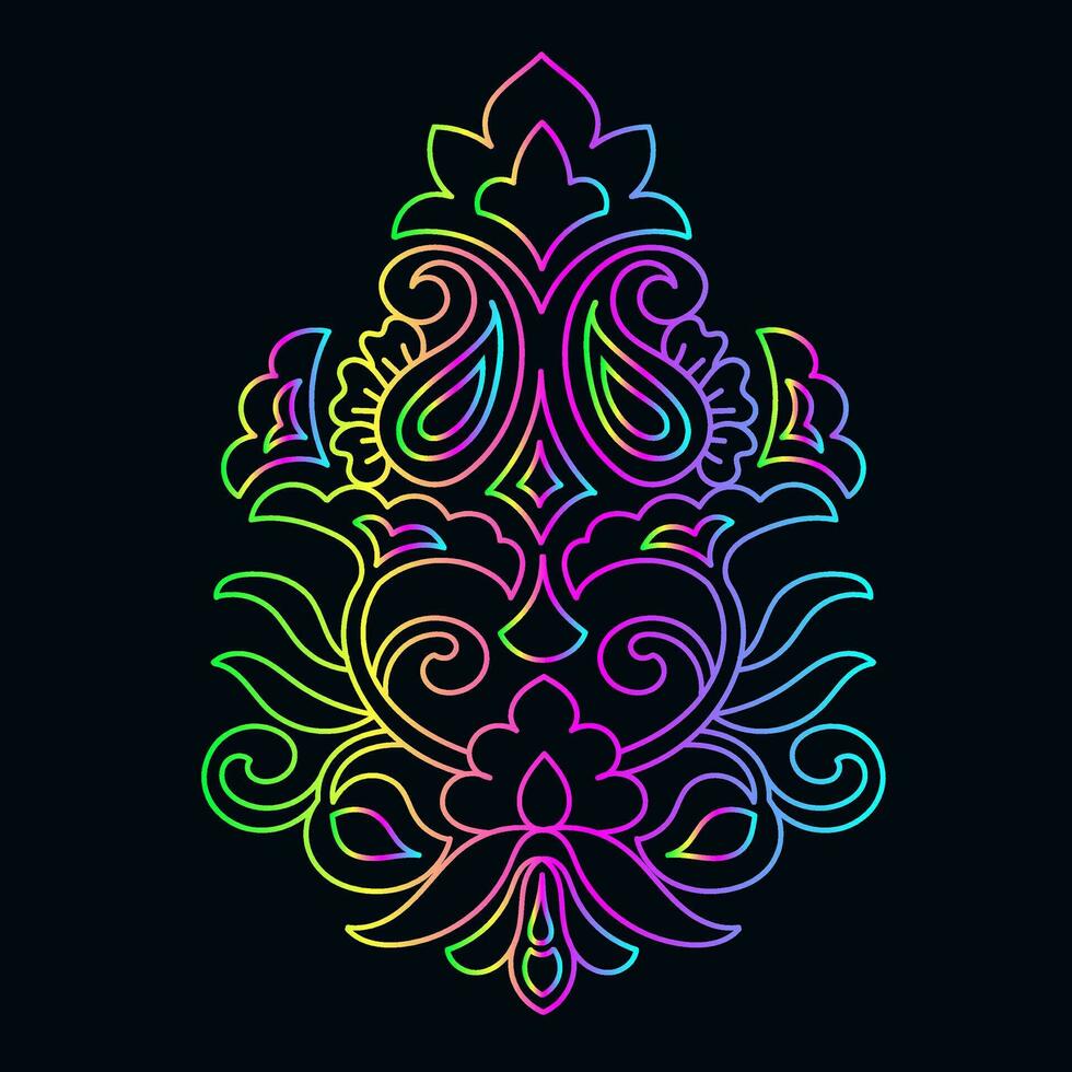 arco iris color línea Arte floral vector ilustración, vistoso Clásico decorativo vector plantilla, arco iris color flor adornos