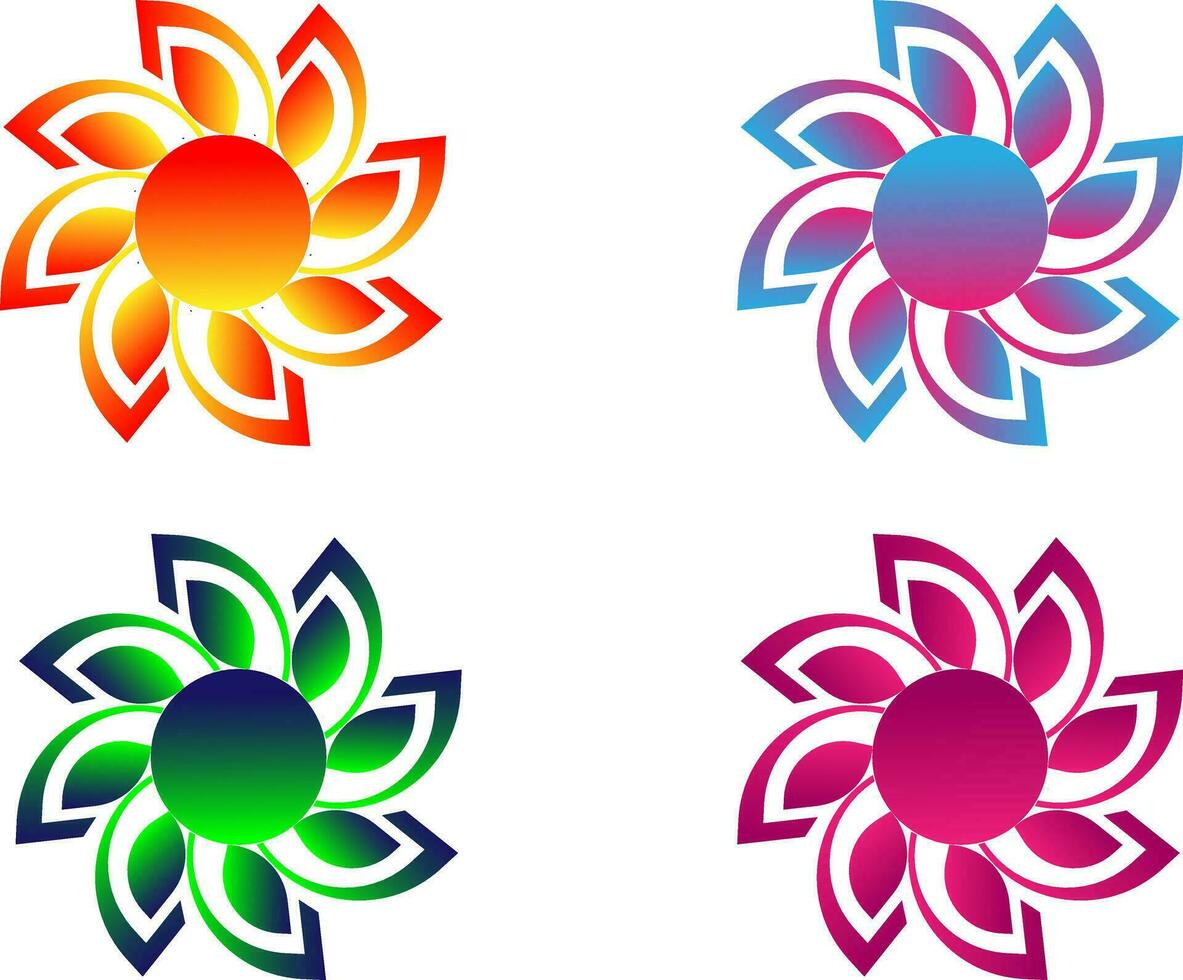 four color flowers vector