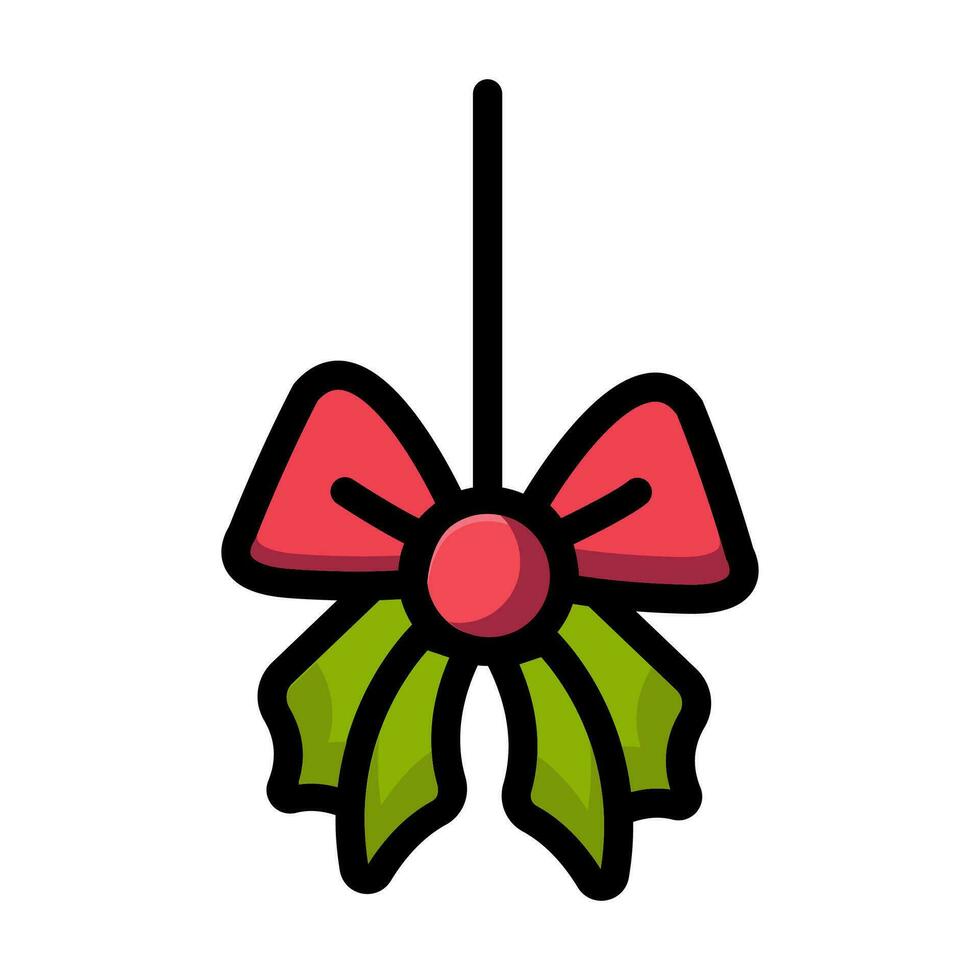 cartoon pink ribbon Christmas colorful ornaments icon. Winter event. Chrismas decorations. Happy new year. doodle elements. vector