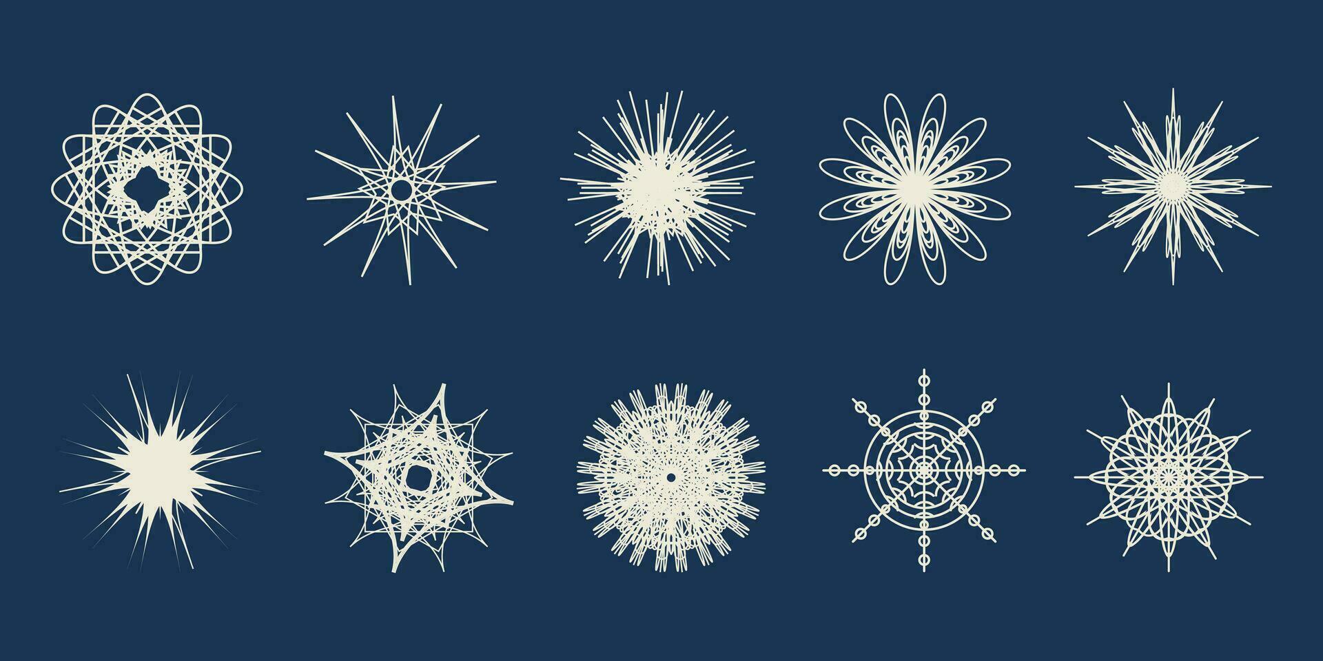 Set  snowflakes different on a dark background. vector