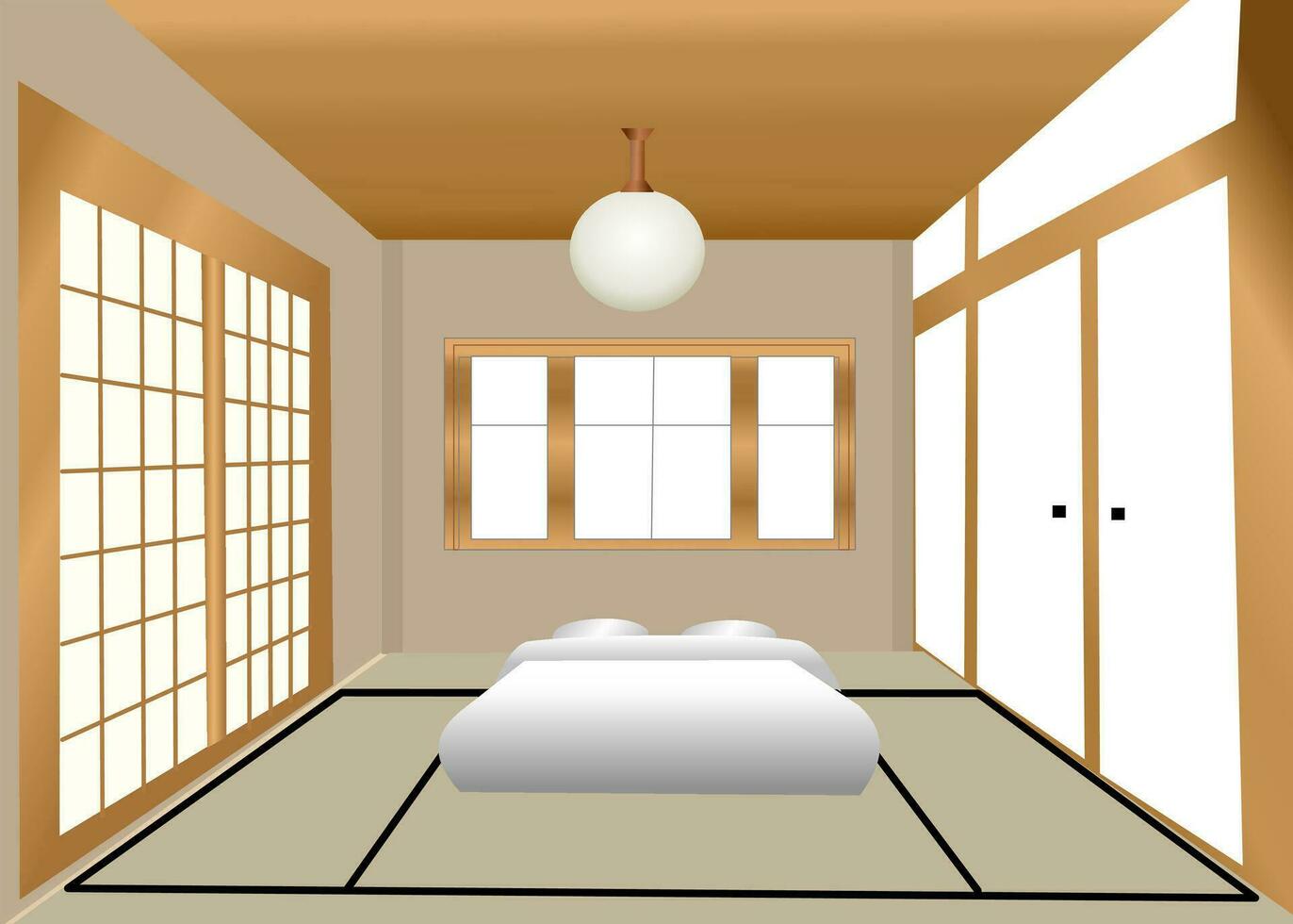 ilustración de interferencia cama habitación decoración en muji estilo mínimo interior diseño vector