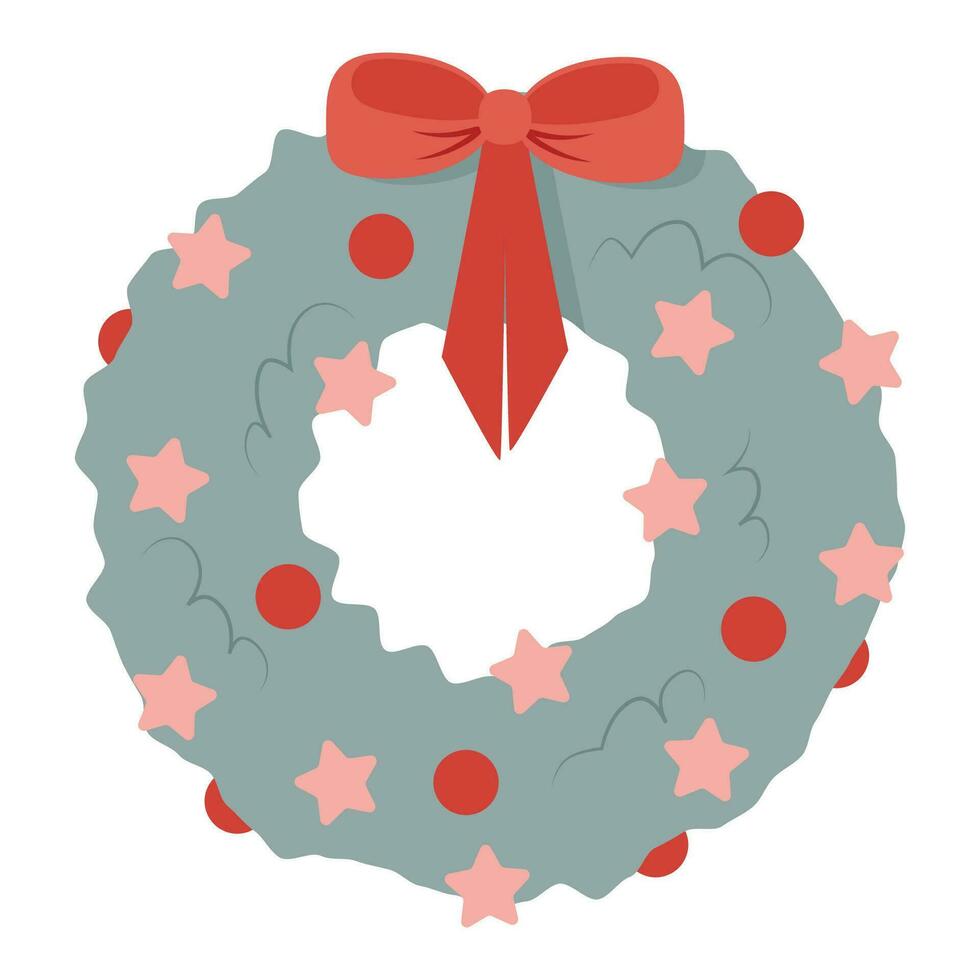 Navidad guirnalda decorado con Navidad pelotas, estrellas y arco vector
