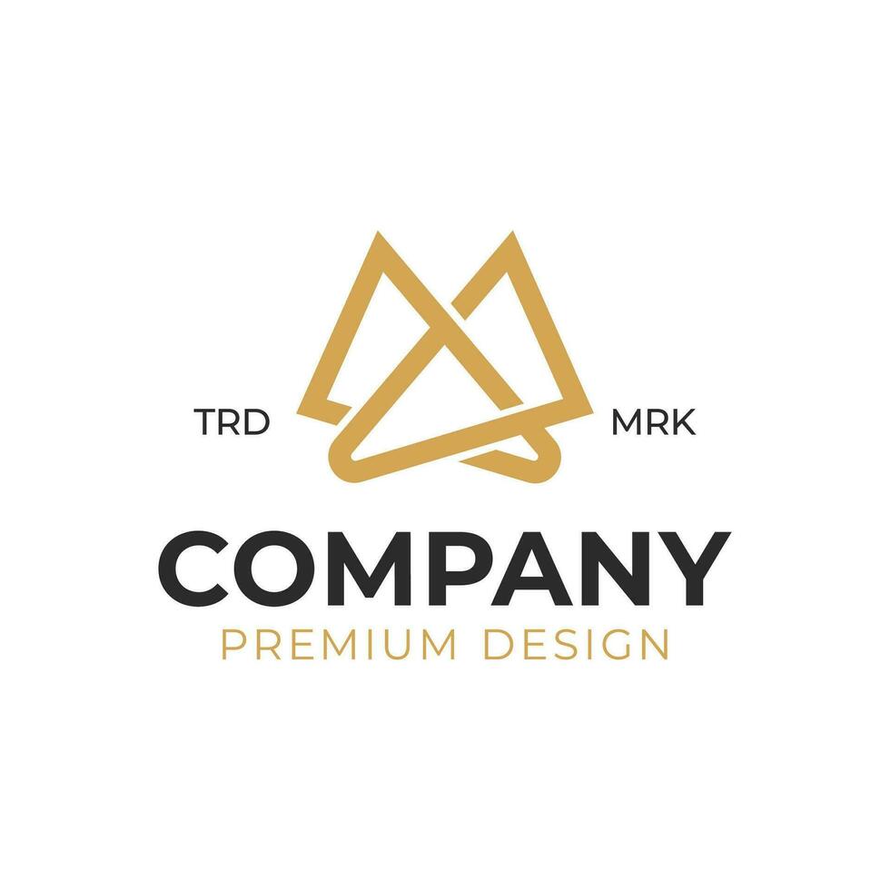 Elegant luxury letter M arrow triangle simple logo vector