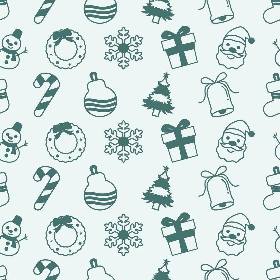 Seamless Christmas pattern with Christmas element. Dark blue line vector illustration.