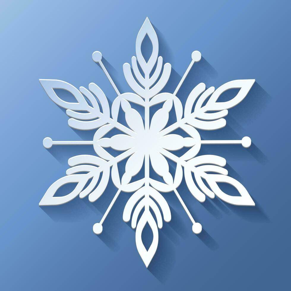 Vector white christmas paper cut 3d snowflake