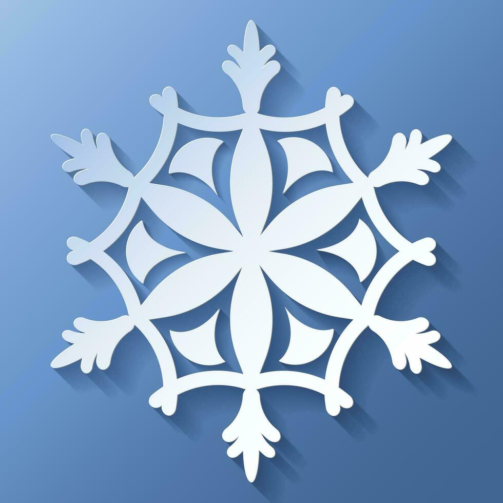 Vector white christmas paper cut 3d snowflake