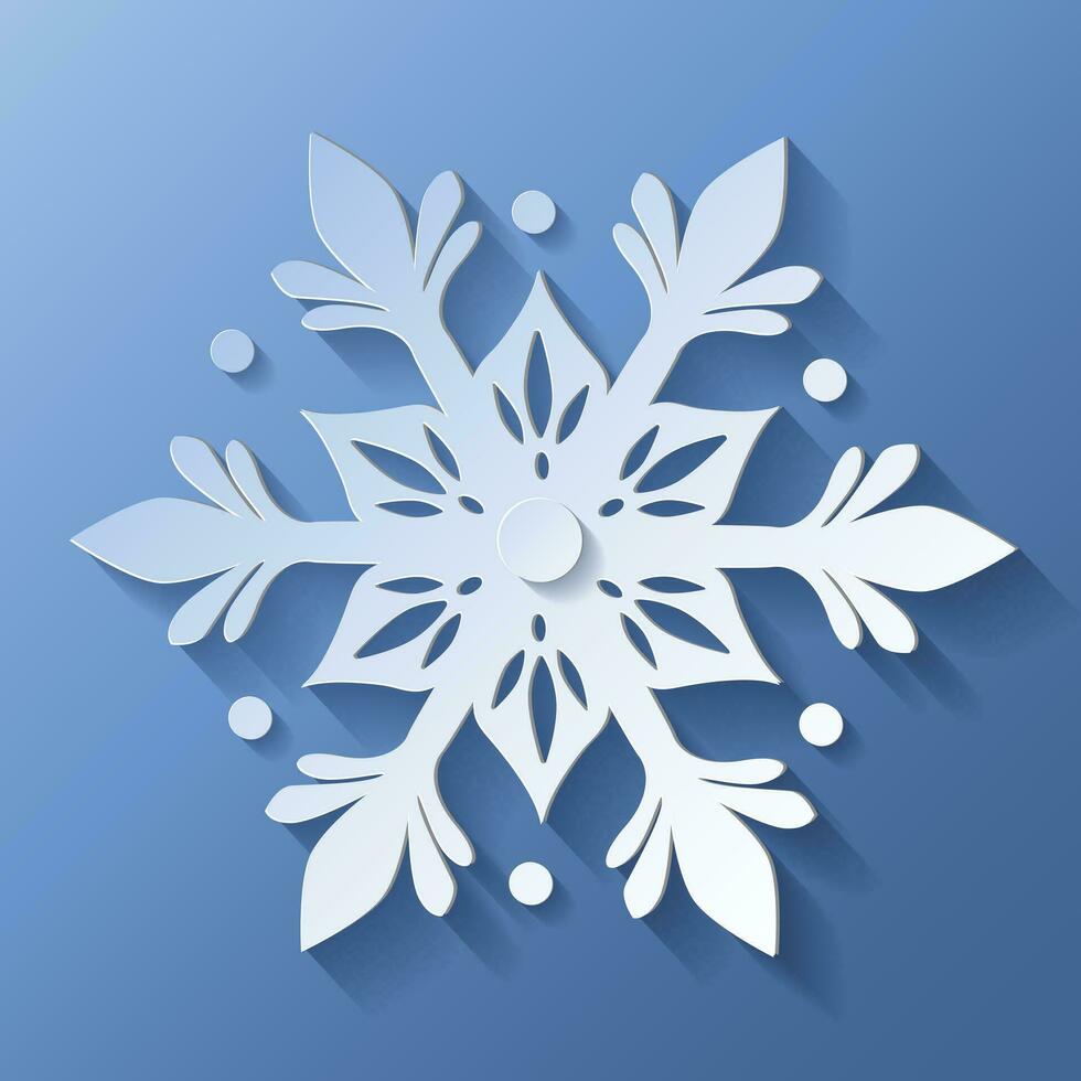 Vector white christmas paper cut 3d snowflake