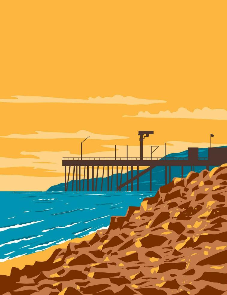 Arena Cove Beach in Point Arena California USA WPA Poster Art vector