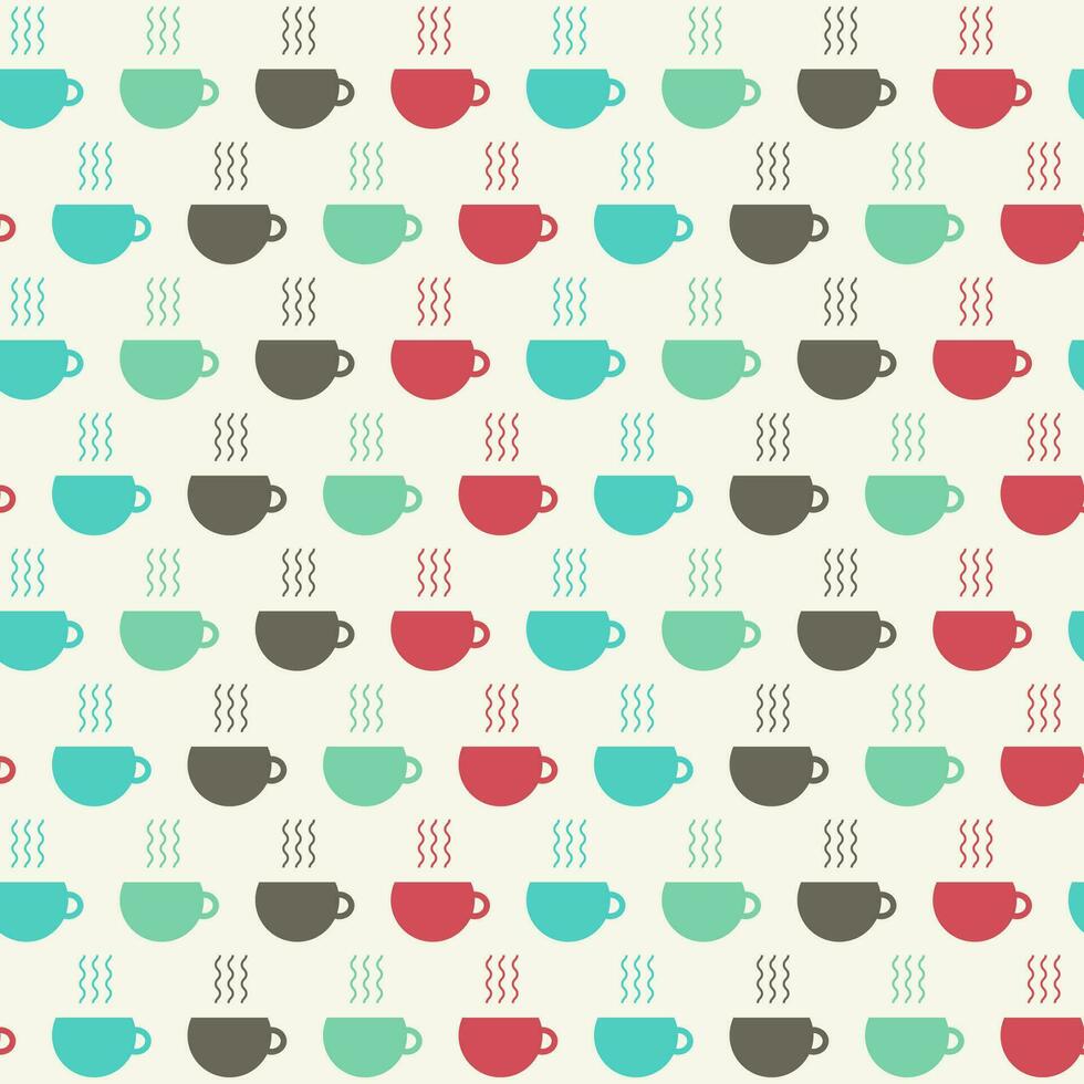 Seamless pattern with cups of tea and coffee vector