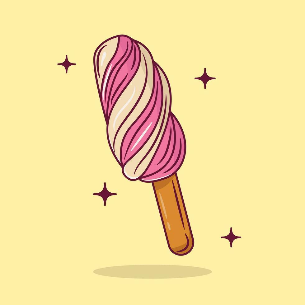 Ice Cream Vector Icon Illustration. Flat Cartoon Style Suitable for Web Landing Page, Banner, Flyer, Sticker, Card, Background