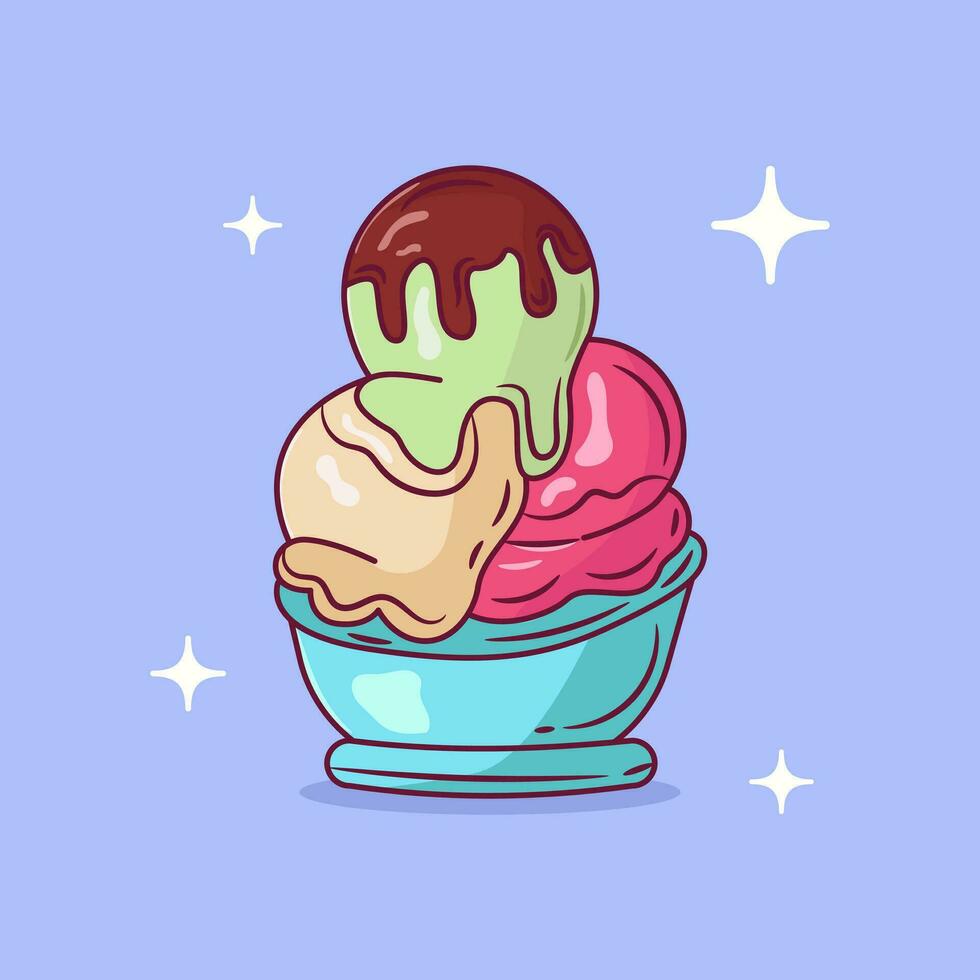 Ice Cream Vector Icon Illustration. Flat Cartoon Style Suitable for Web Landing Page, Banner, Flyer, Sticker, Card, Background