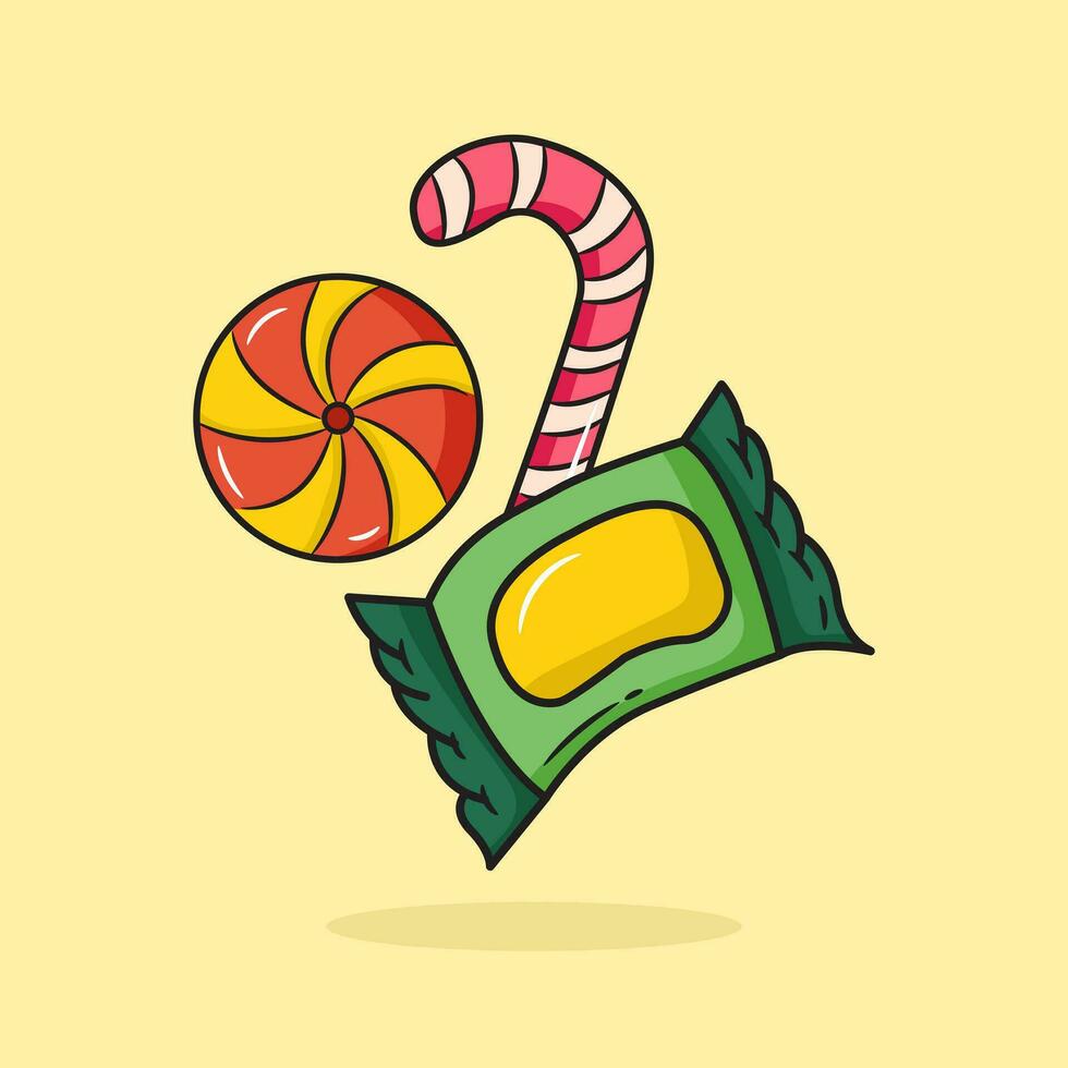 Candy Vector Icon Illustration. Flat Cartoon Style Suitable for Web Landing Page, Banner, Flyer, Sticker, Card, Background
