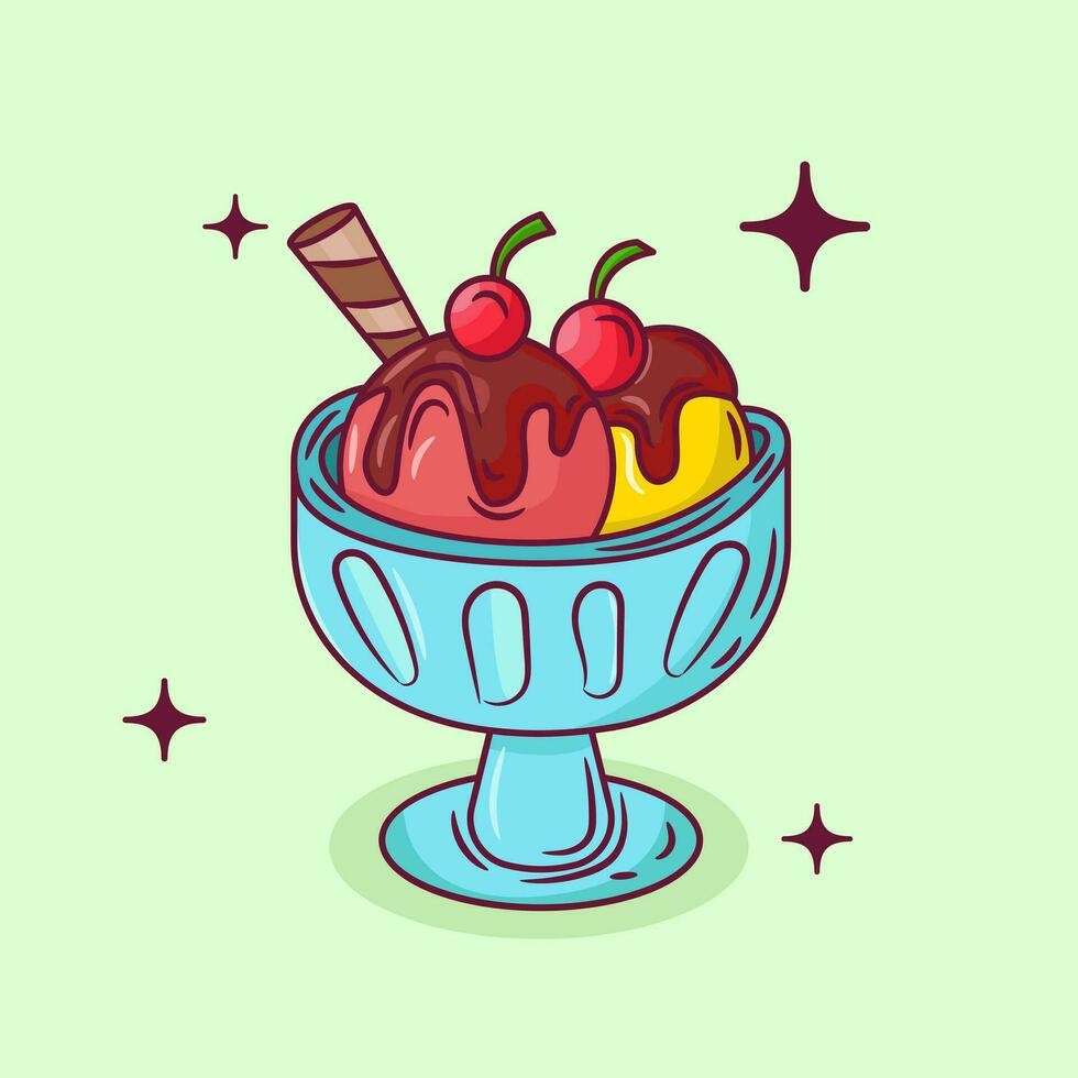 Ice Cream Vector Icon Illustration. Flat Cartoon Style Suitable for Web Landing Page, Banner, Flyer, Sticker, Card, Background