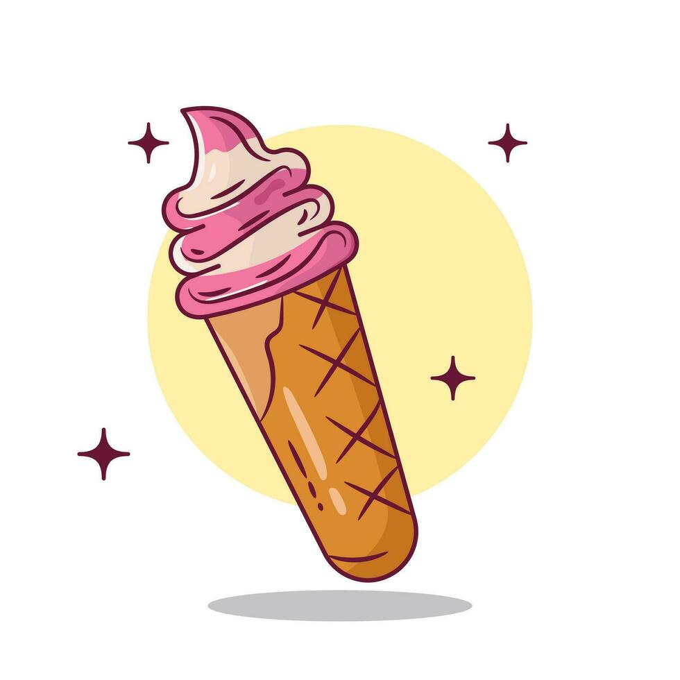 Ice Cream Vector Icon Illustration. Flat Cartoon Style Suitable for Web Landing Page, Banner, Flyer, Sticker, Card, Background