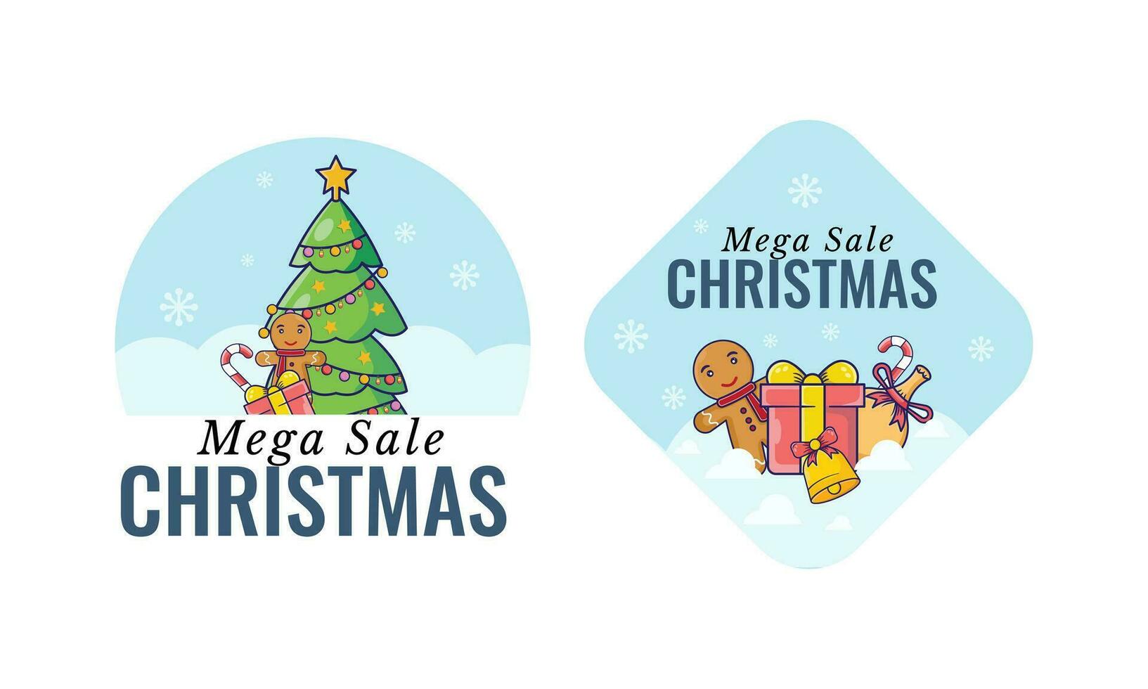 Flat Christmas sale collection Vector Icon Illustration. Flat Cartoon Style Suitable for  badges