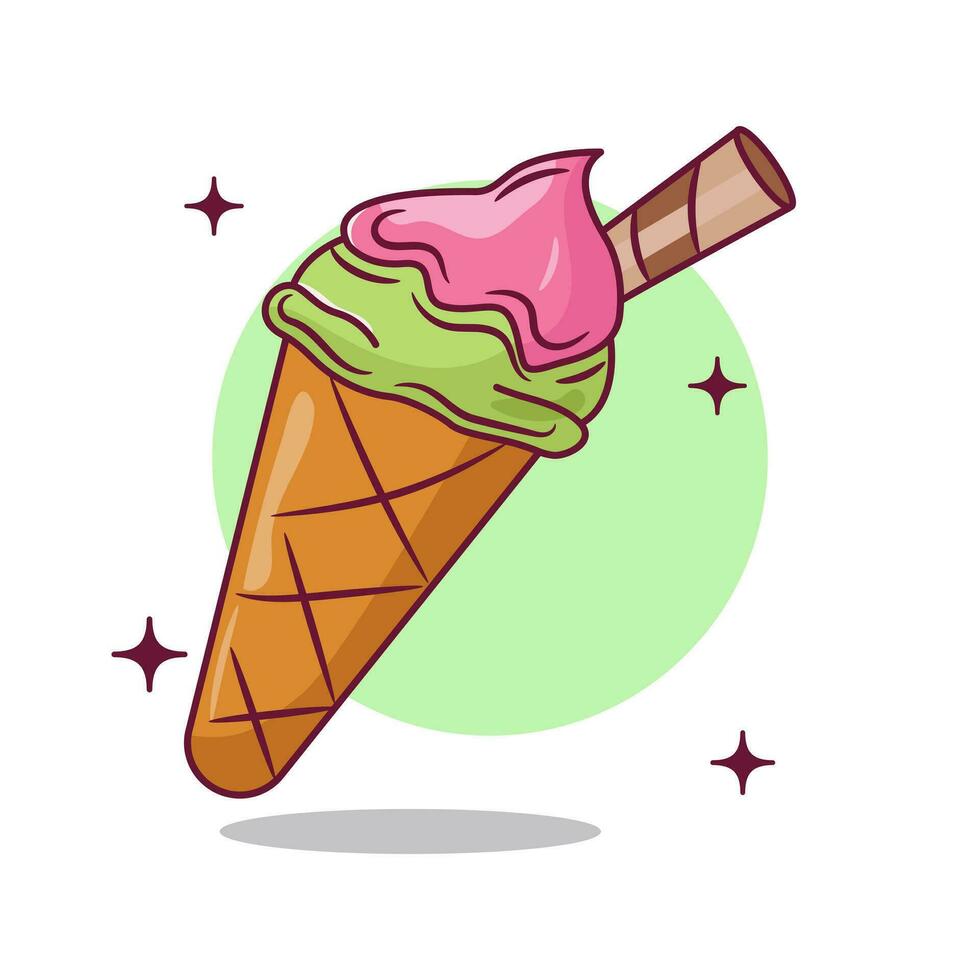 Ice Cream Vector Icon Illustration. Flat Cartoon Style Suitable for Web Landing Page, Banner, Flyer, Sticker, Card, Background