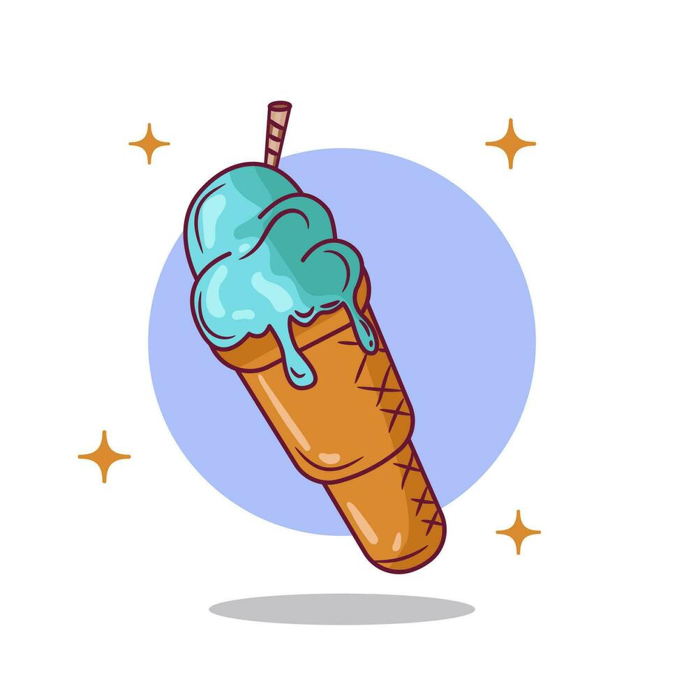 Ice Cream Vector Icon Illustration. Flat Cartoon Style Suitable for Web Landing Page, Banner, Flyer, Sticker, Card, Background