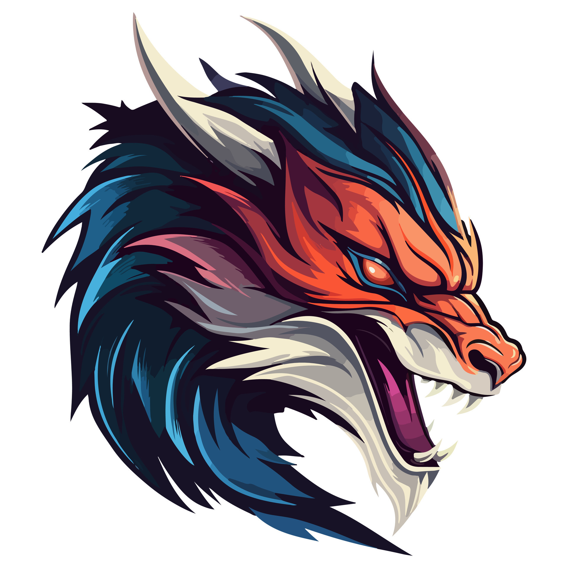 Dragon head, evil dragon. Symbol of the year 2024. 34984610 Vector Art