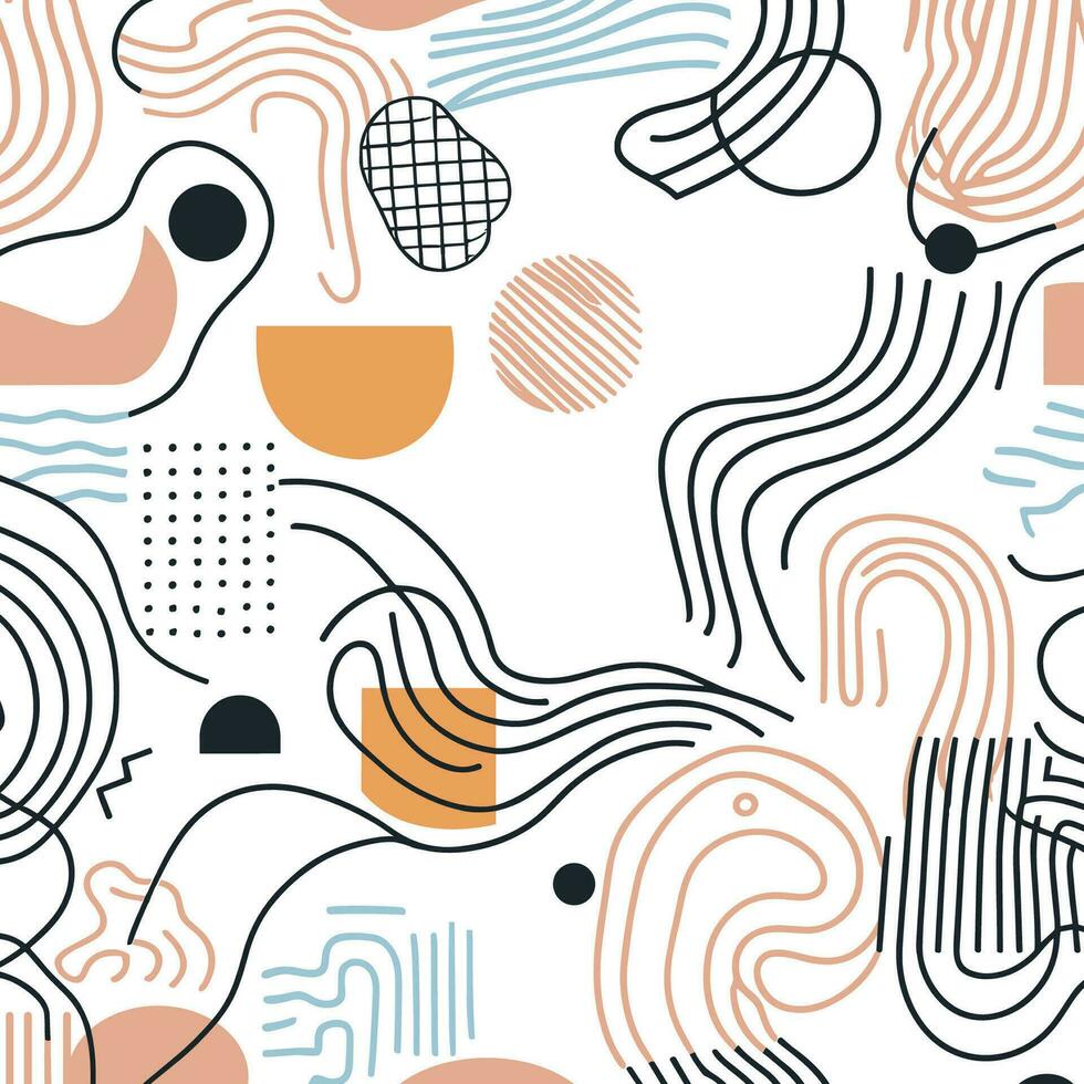 abstract organic shapes with black geometric cutting doodles trendy random shapes vector