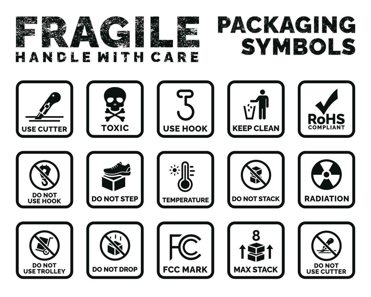 Packaging symbols set icon vector