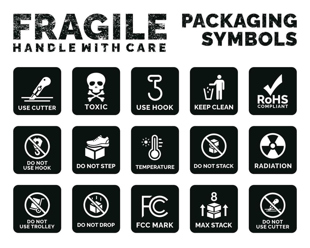Packaging symbols set icon vector