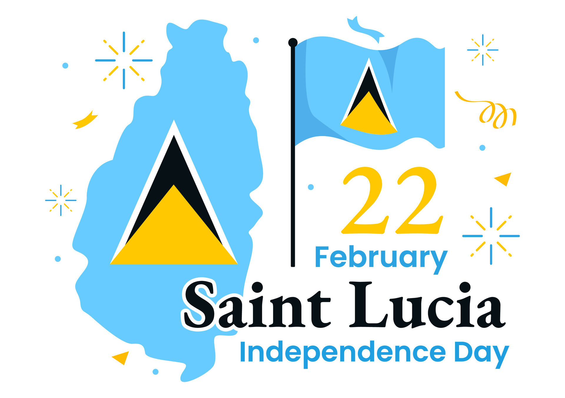 Saint Lucia Independence Day Vector Illustration on February 22 with