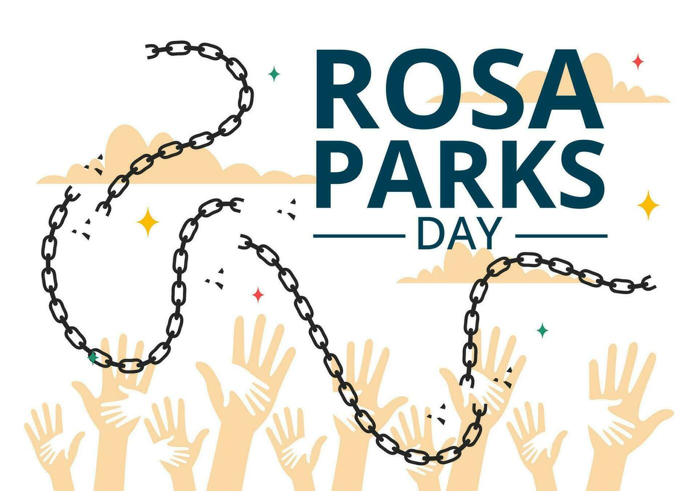 Rosa Parks Day Vector Illustration with the First Lady of Civil Rights, Handcuff and Bus in National Holiday Celebration Flat Cartoon Background