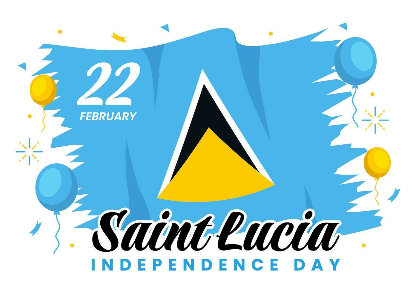 Santo lucia independencia día vector ilustración en febrero 22 con ondulación bandera en nacional fiesta celebracion plano dibujos animados antecedentes diseño