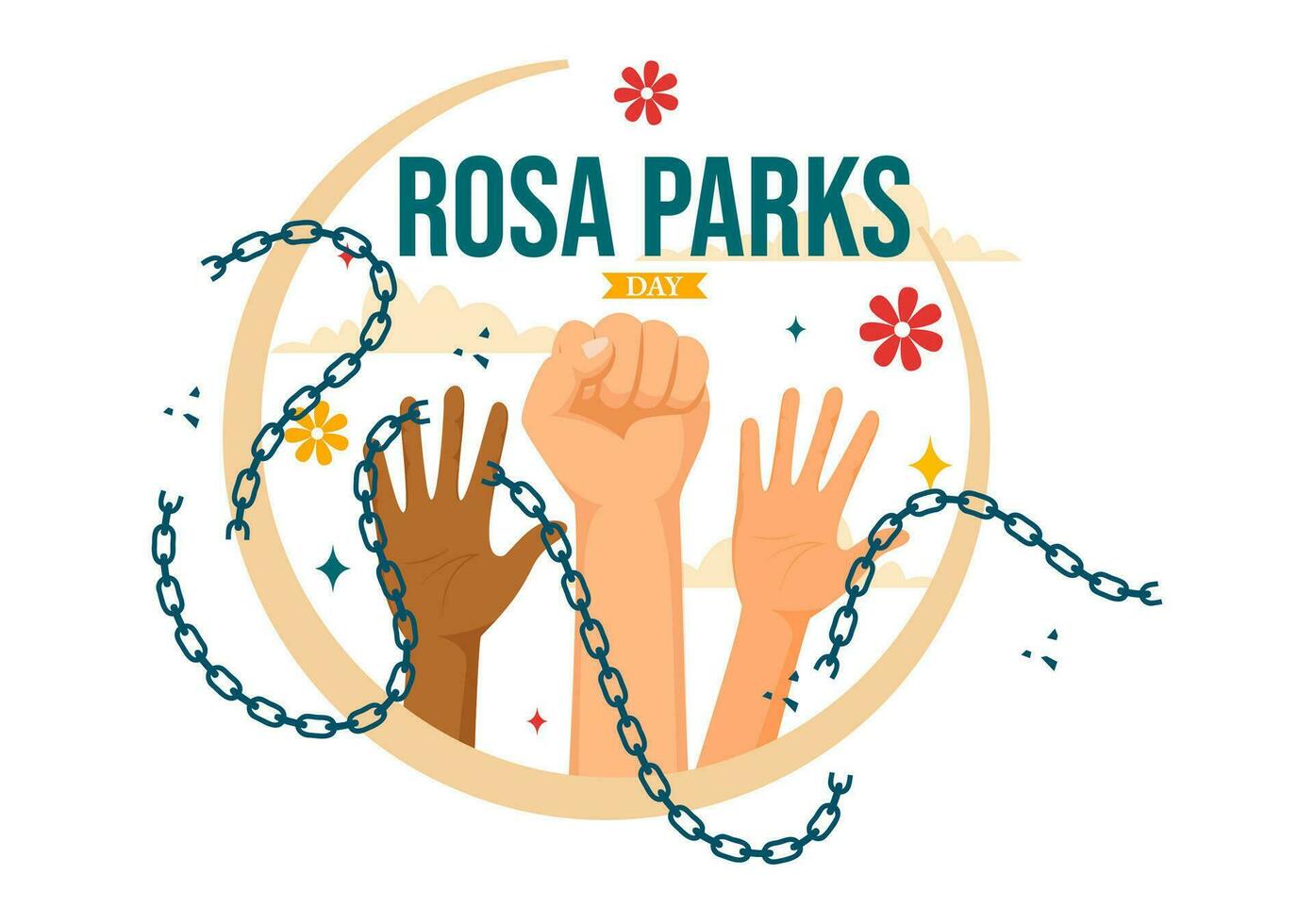 rosa parques día vector ilustración con el primero dama de civil derechos, esposar y autobús en nacional fiesta celebracion plano dibujos animados antecedentes