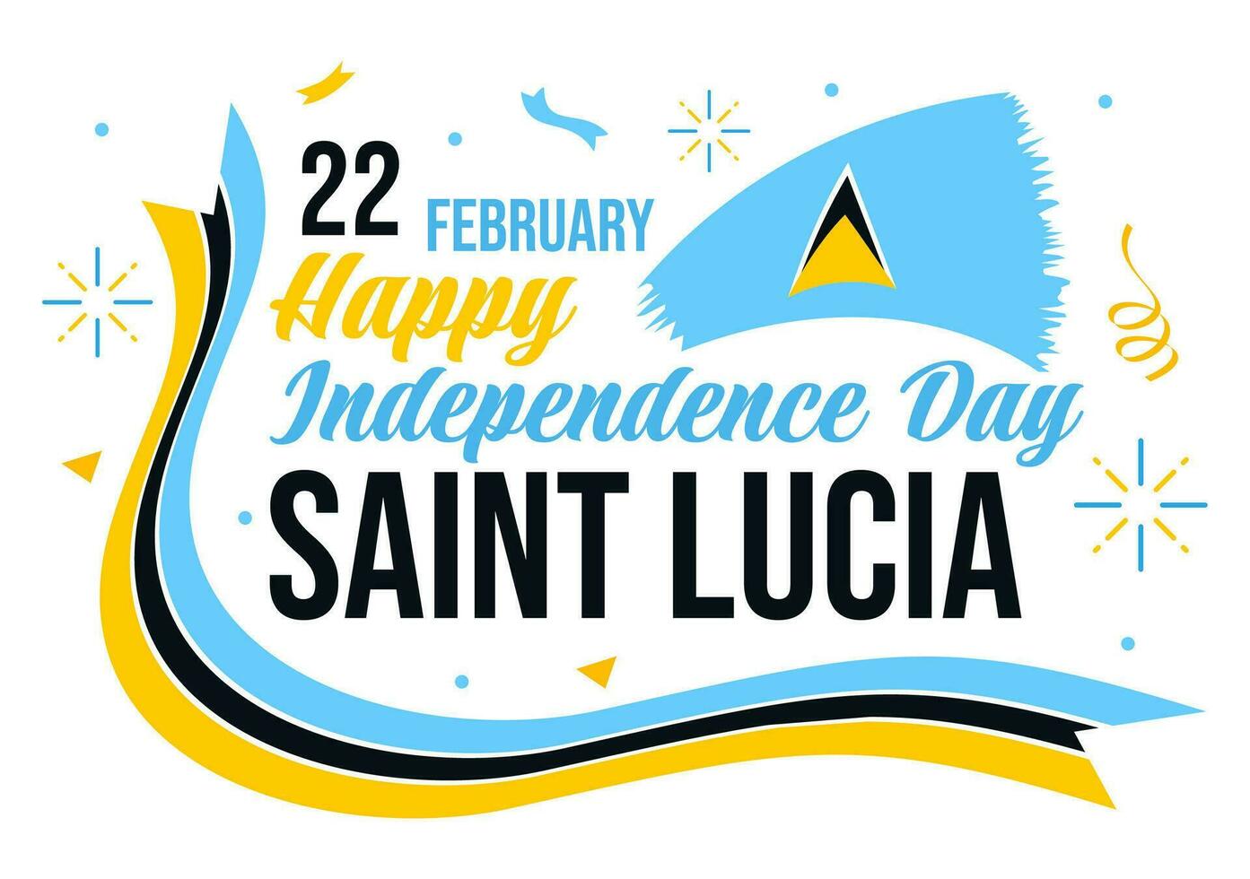 Saint Lucia Independence Day Vector Illustration on February 22 with Waving Flag in National Holiday Celebration Flat Cartoon Background Design