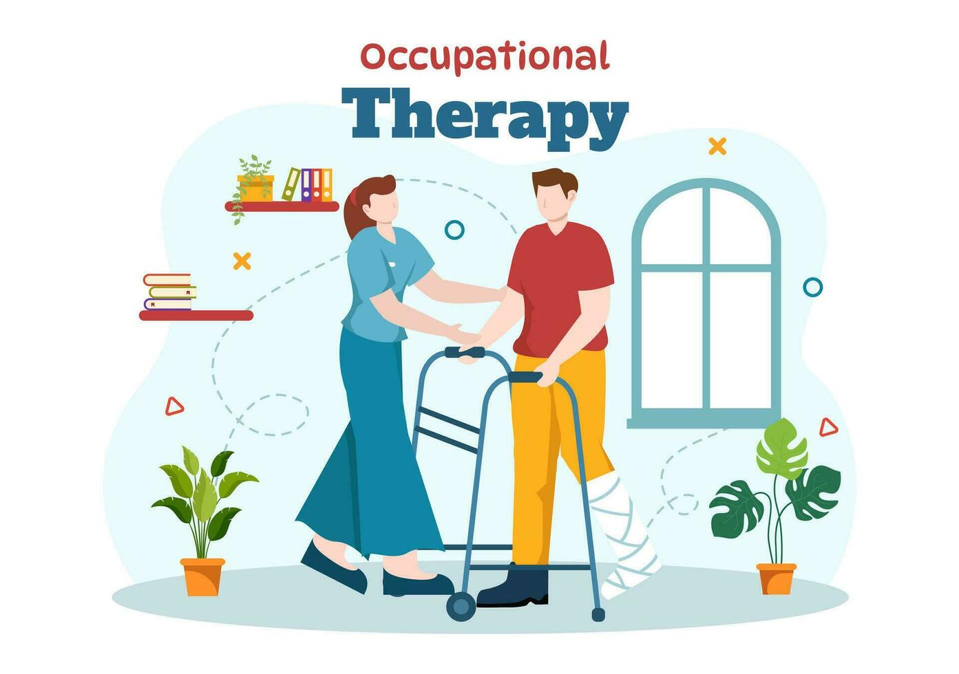 Occupational Therapy Vector Illustration with Treatment Session on Screening Development of Person and Medical Rehabilitation in Healthcare Background