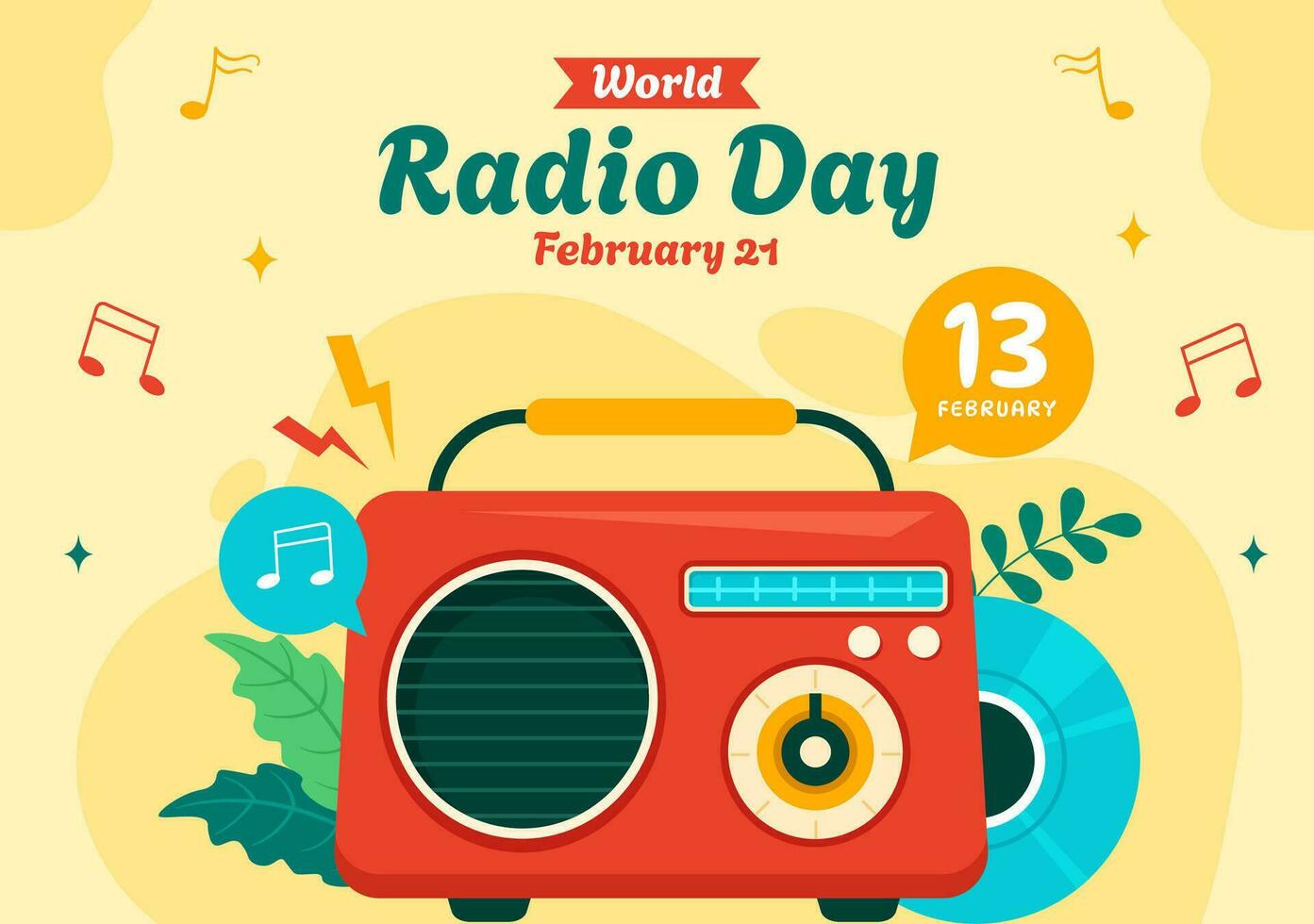 Radio Day Social Media Background Flat Cartoon Hand Drawn Templates Illustration vector