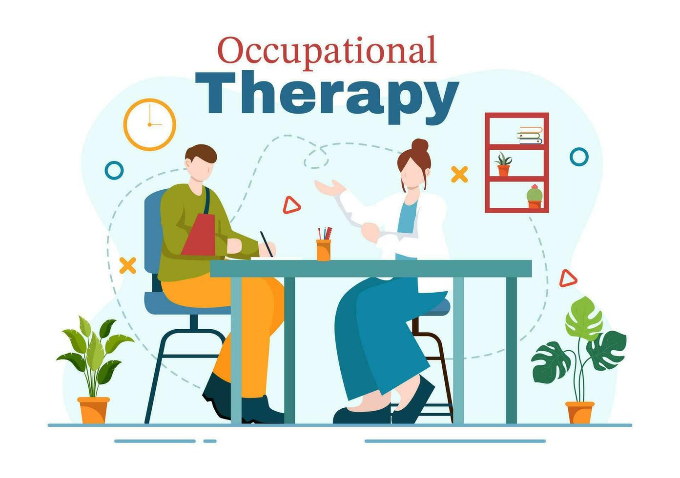 Occupational Therapy Vector Illustration with Treatment Session on Screening Development of Person and Medical Rehabilitation in Healthcare Background