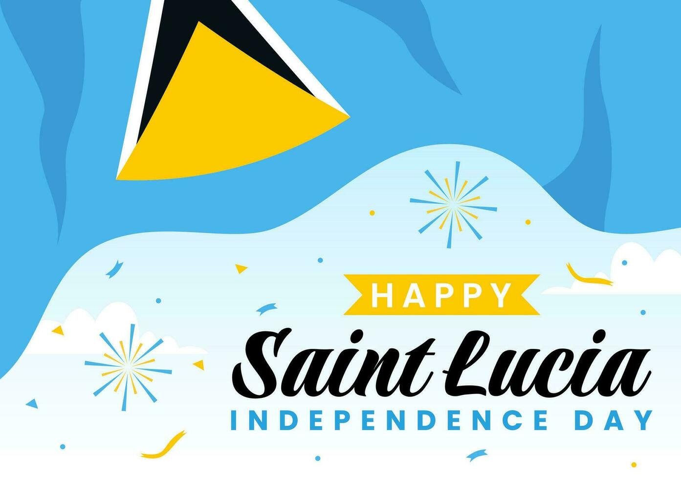 Saint Lucia Independence Day Vector Illustration on February 22 with Waving Flag in National Holiday Celebration Flat Cartoon Background Design