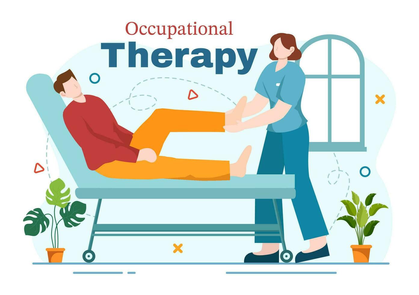 Occupational Therapy Vector Illustration with Treatment Session on Screening Development of Person and Medical Rehabilitation in Healthcare Background